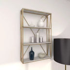 Olivia & May Étagère Murale en Bois Doré 60 x 40 cm à 4 Niveaux : MDF Poli, Aucun Assemblage Requis, Style Décoratif Luxe Glamour