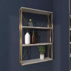 Olivia & May Étagère Murale en Bois Doré 60 x 40 cm à 4 Niveaux : MDF Poli, Aucun Assemblage Requis, Style Décoratif Luxe Glamour