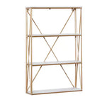 Olivia & May Étagère Murale en Bois Doré 60 x 40 cm à 4 Niveaux : MDF Poli, Aucun Assemblage Requis, Style Décoratif Luxe Glamour