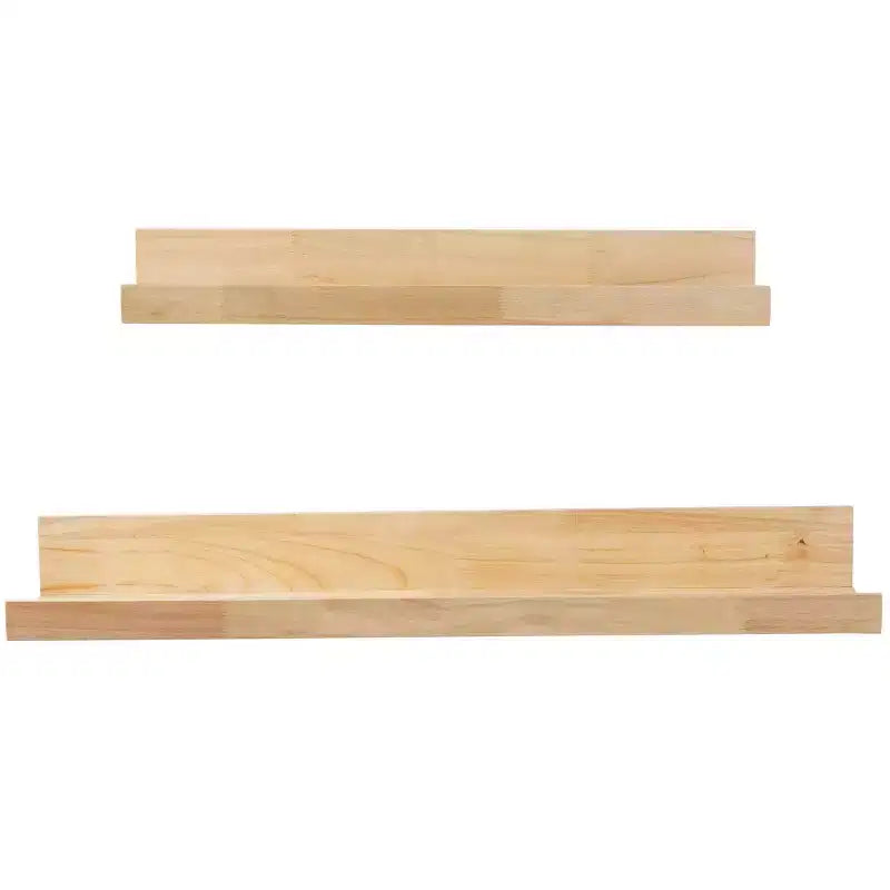 Olivia & May Set of 2 Wood 2 Shelves Room Wall Shelf with Lip Light Brown