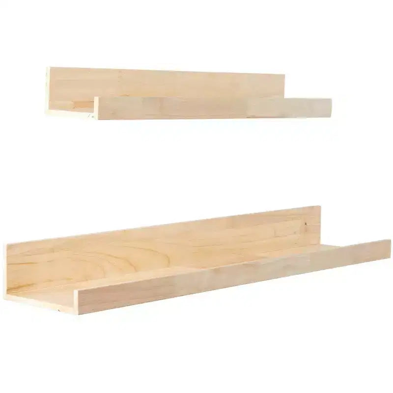 Olivia & May Lot de 2 étagères murales en bois clair à 2 niveaux avec rebord
