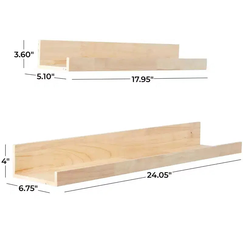 Olivia & May Lot de 2 étagères murales en bois clair à 2 niveaux avec rebord