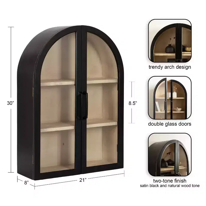 Kate & Laurel Tout sur la Décoration Armoire Murale Arcott Arch 21"x30" Noire