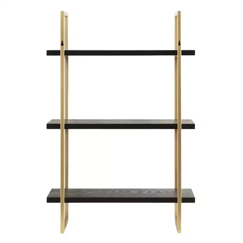 Kate & Laurel All Things Decor Étagère murale en bois et métal Leigh de 20 po x 30 po noire : Style Glamour de Luxe, Rangement suspendu à 3 niveaux