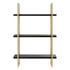 Kate & Laurel All Things Decor Étagère murale en bois et métal Leigh de 20 po x 30 po noire : Style Glamour de Luxe, Rangement suspendu à 3 niveaux