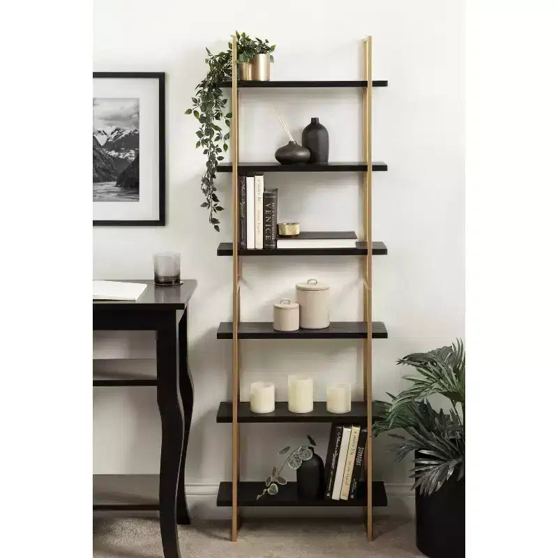 Kate & Laurel All Things Decor Étagère murale en bois et métal Leigh de 20 po x 30 po noire : Style Glamour de Luxe, Rangement suspendu à 3 niveaux