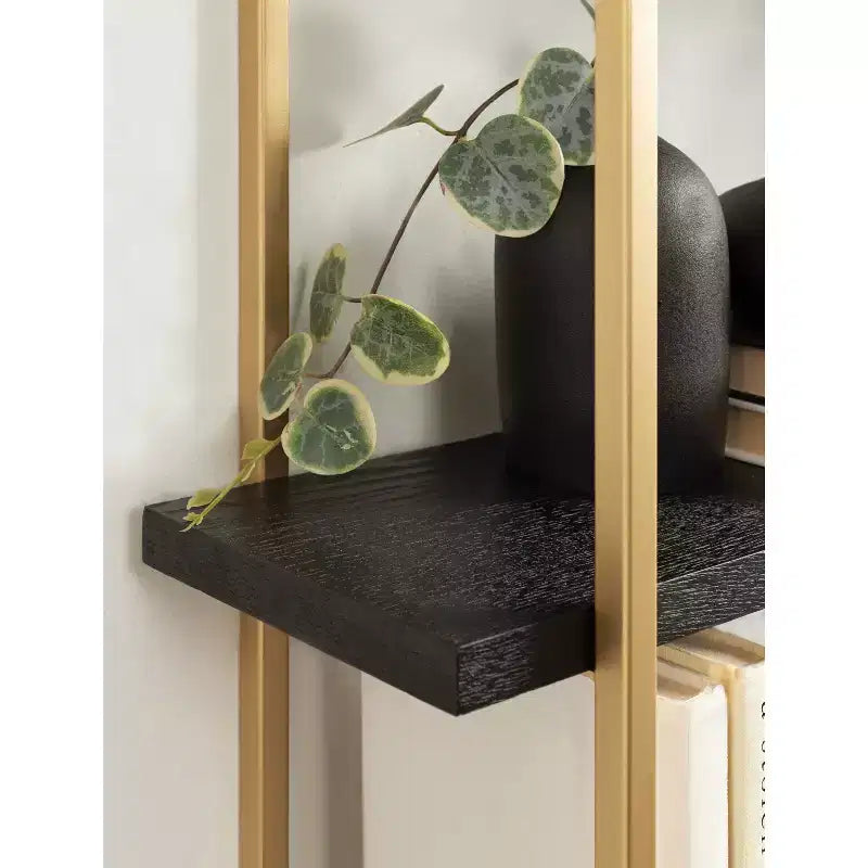 Kate & Laurel All Things Decor Étagère murale en bois et métal Leigh de 20 po x 30 po noire : Style Glamour de Luxe, Rangement suspendu à 3 niveaux