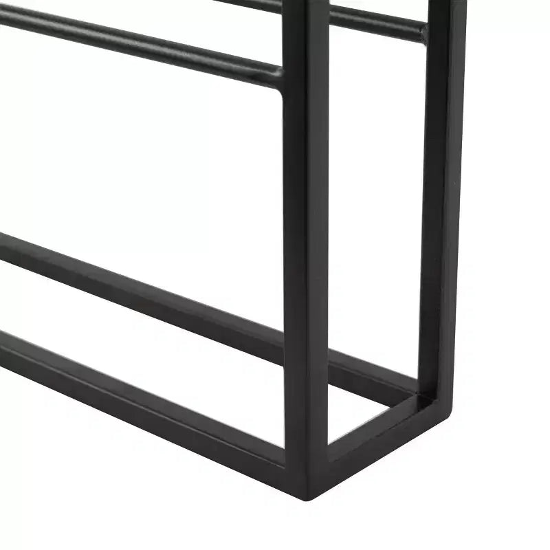 Casier à vin mural minimaliste en métal noir de 43 x 15 po pour 8 bouteilles avec cadre ouvert - Olivia & May : Construction en fer, conception peu encombrante