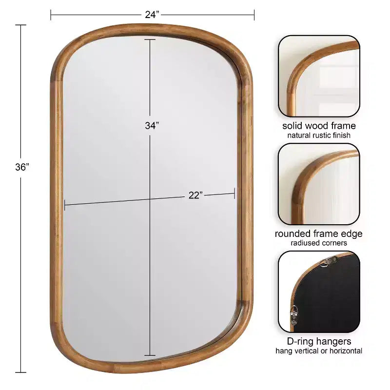 Miroir mural capsule Talma 24"X36" Kate & Laurel All Things Decor Brun rustique
