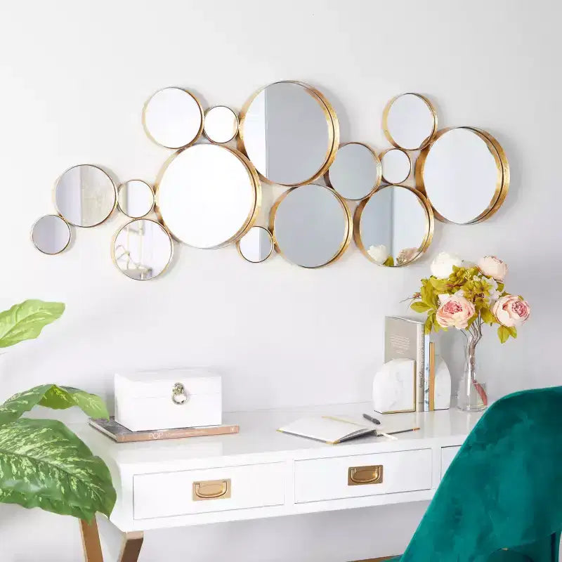 CosmoLiving by Cosmopolitan Miroir mural rond décoratif en métal doré : miroir d'entrée
