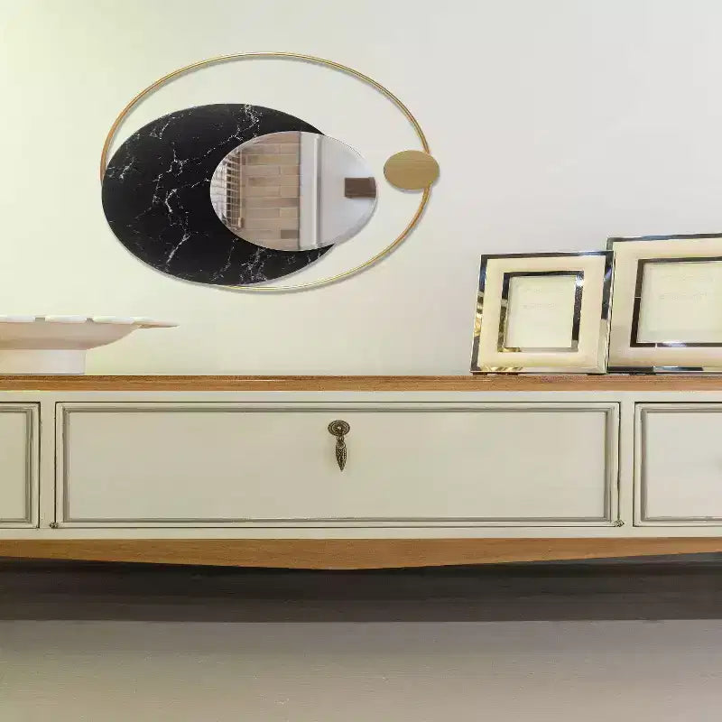 Miroir mural phases de lune 19,5 po doré - Infinity Instruments : Rond moderne, sans assemblage, cadre en métal, fixation murale