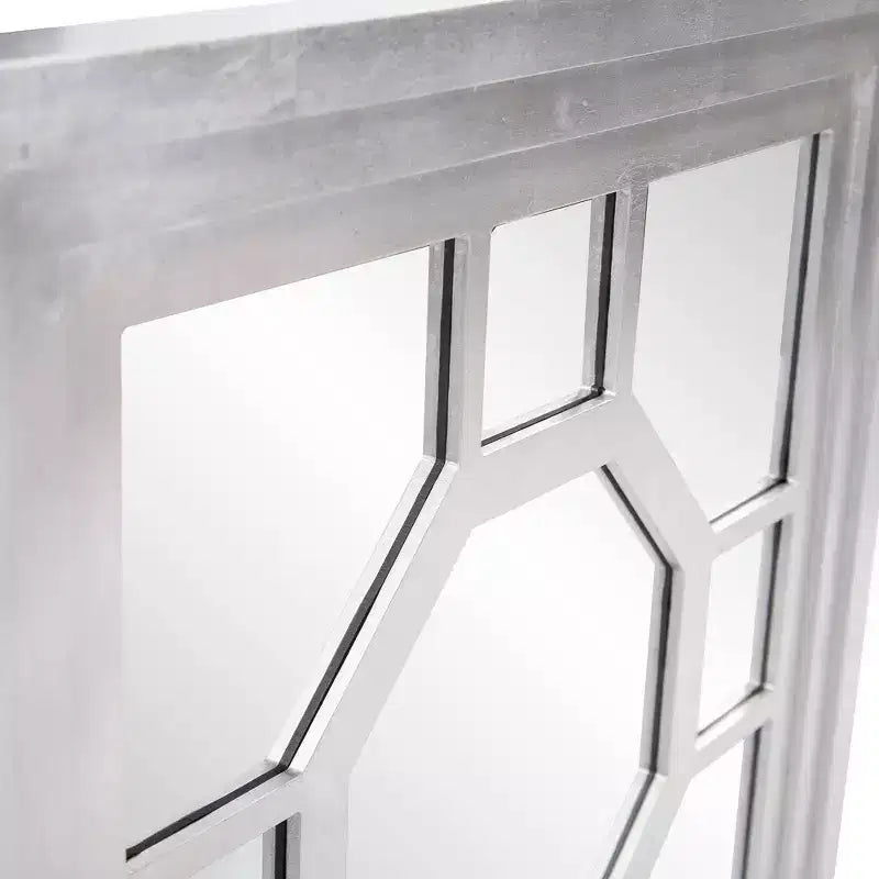 Miroir octogonal encadré en bois Howard Elliott 24"x24" : finition feuille d'argent, montage mural, décor moderne