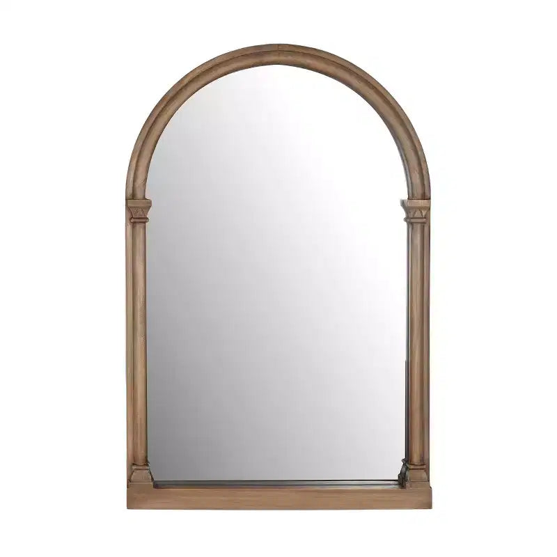 Miroir mural Holli Furniture en bois cintré traditionnel, marron