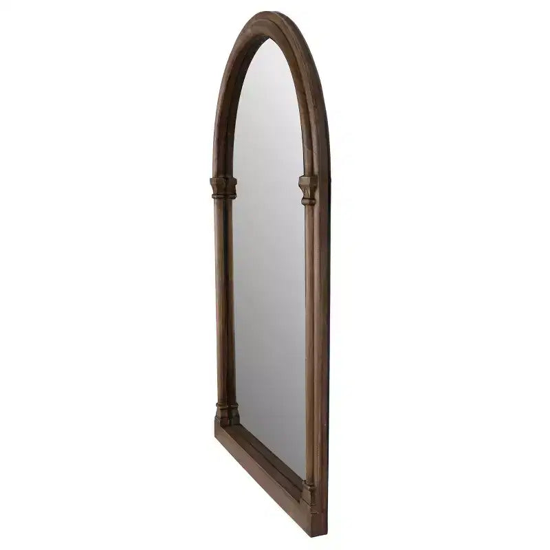 Miroir mural Holli Furniture en bois cintré traditionnel, marron