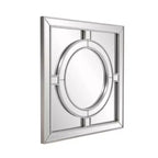 Miroir mural carré Howard Elliott 20"x20" : Cadre en feuille d'argent champagne, style Art déco, à fixer au mur