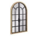 Kate & Laurel All Things Decor 26"x42" Boldmere Wood/Metal Arch Windowpane Mirror Natural: Transitional Farmhouse Design