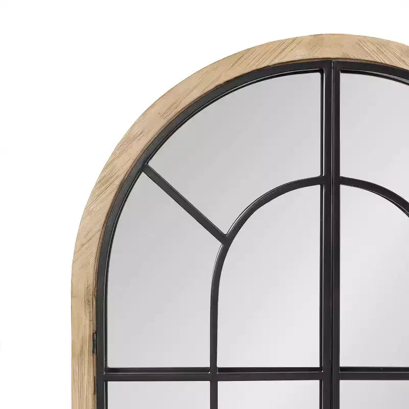 Kate & Laurel All Things Decor Miroir rond de fenêtre en bois/métal Boldmere 26 po x 42 po, naturel : design transitionnel de ferme