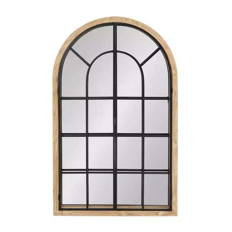 Kate & Laurel All Things Decor Miroir rond de fenêtre en bois/métal Boldmere 26 po x 42 po, naturel : design transitionnel de ferme