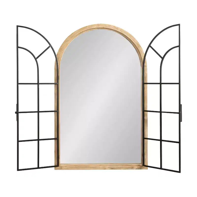 Kate & Laurel All Things Decor Miroir rond de fenêtre en bois/métal Boldmere 26 po x 42 po, naturel : design transitionnel de ferme