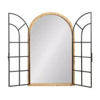 Kate & Laurel All Things Decor Miroir rond de fenêtre en bois/métal Boldmere 26 po x 42 po, naturel : design transitionnel de ferme