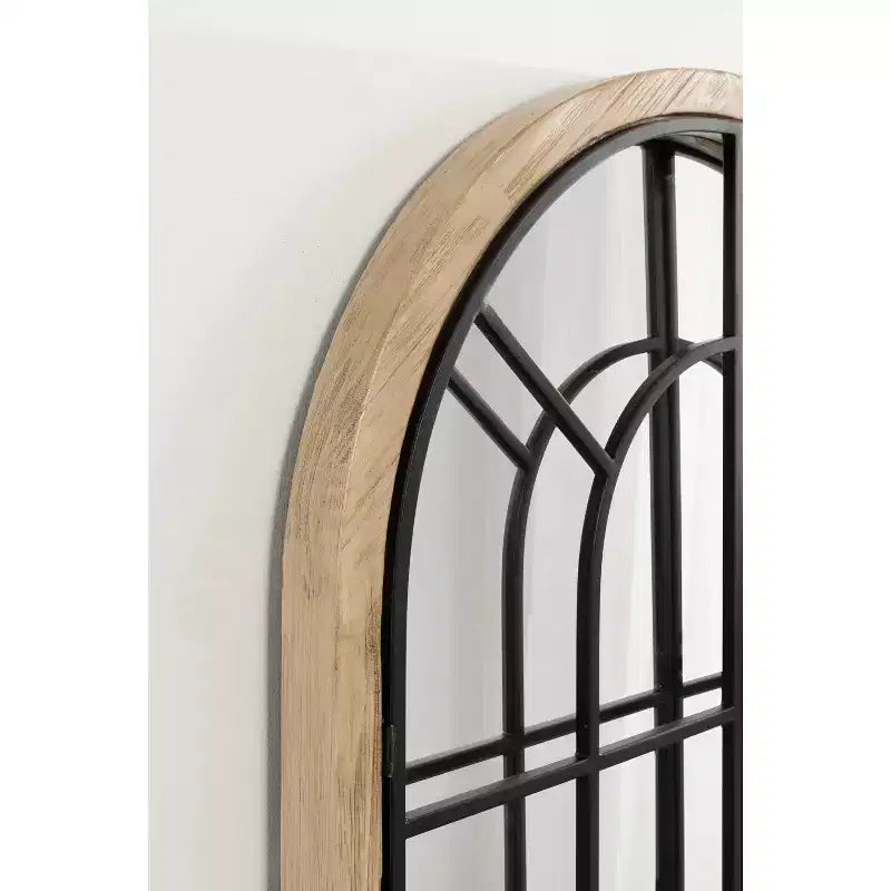 Kate & Laurel All Things Decor Miroir rond de fenêtre en bois/métal Boldmere 26 po x 42 po, naturel : design transitionnel de ferme