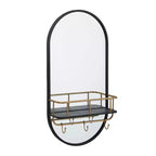 Miroir Mural Ovale en Métal 1 Étagère Noir - Olivia & May : Style Moderne, Forme Ronde, Aucun Assemblage Requis