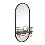 Miroir Mural Ovale en Métal 1 Étagère Noir - Olivia & May : Style Moderne, Forme Ronde, Aucun Assemblage Requis