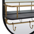 Miroir Mural Ovale en Métal 1 Étagère Noir - Olivia & May : Style Moderne, Forme Ronde, Aucun Assemblage Requis