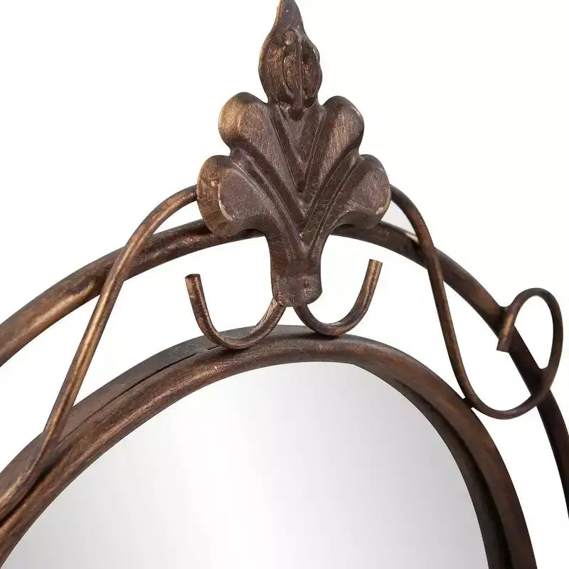 Miroir décoratif mural et d'appoint Howard Elliott 33"x21" avec cadre en métal ovale vintage : Or antique, aucun assemblage requis