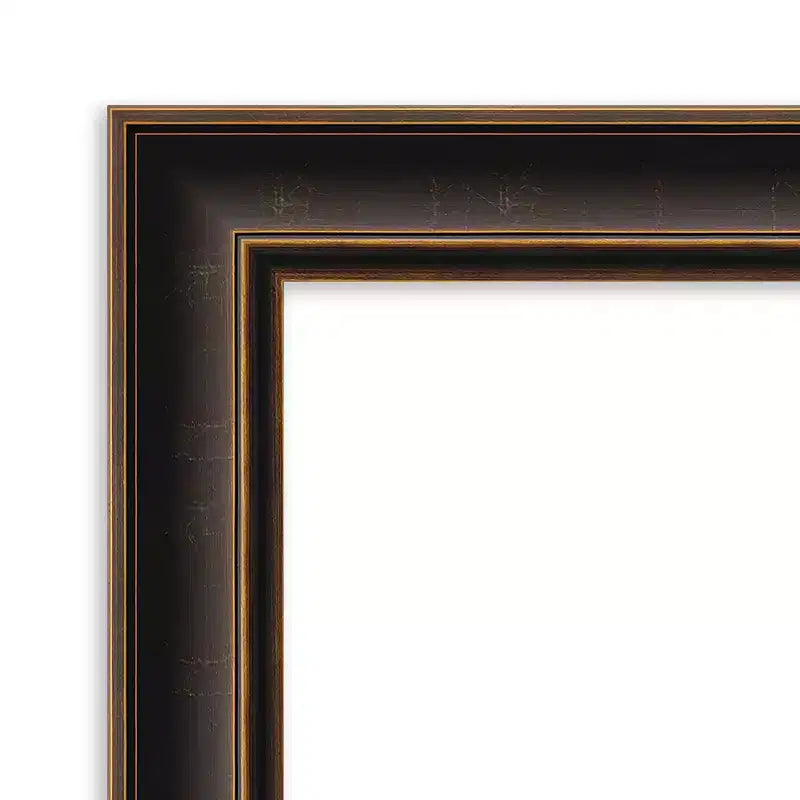 Miroir mural Villa en bois 42"x30", cadre bronze huilé, décor moderne - Amanti Art