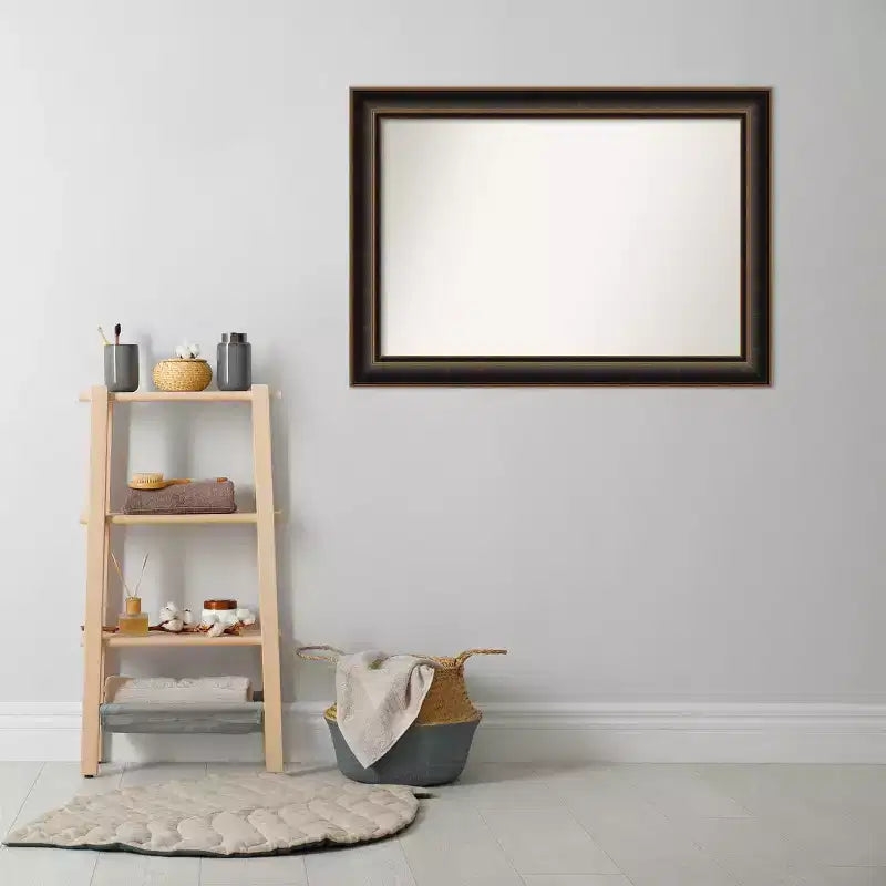 Miroir mural Villa en bois 42"x30", cadre bronze huilé, décor moderne - Amanti Art