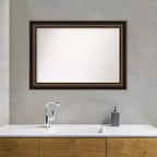 Miroir mural Villa en bois 42"x30", cadre bronze huilé, décor moderne - Amanti Art