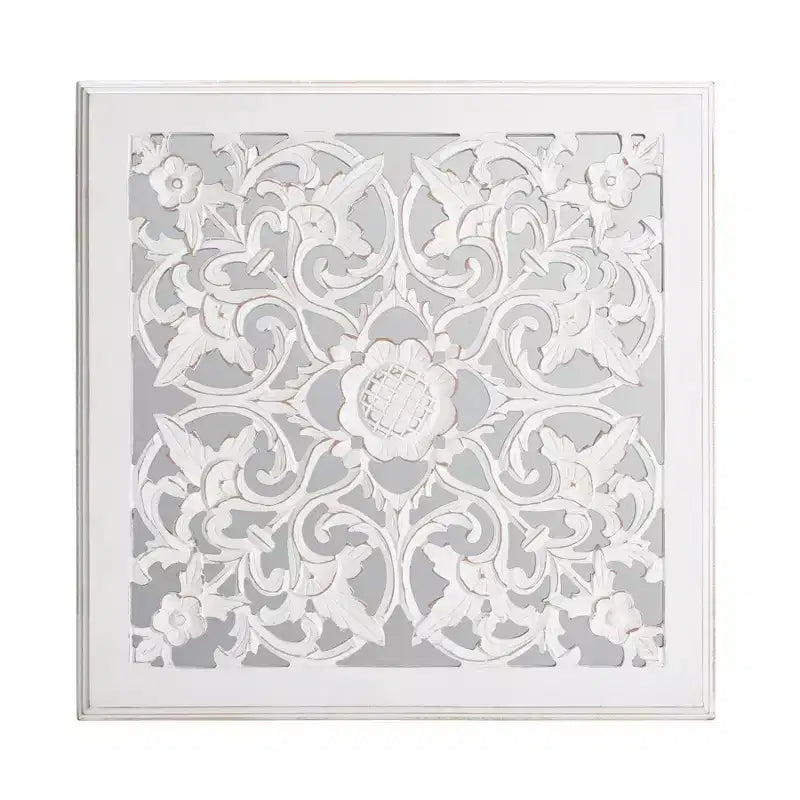 Maia Carved Wall Mirror Medallion White - Brewster