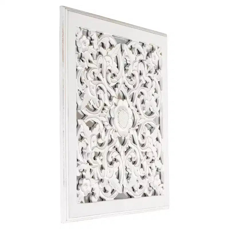 Miroir mural sculpté Maia médaillon blanc - Brewster