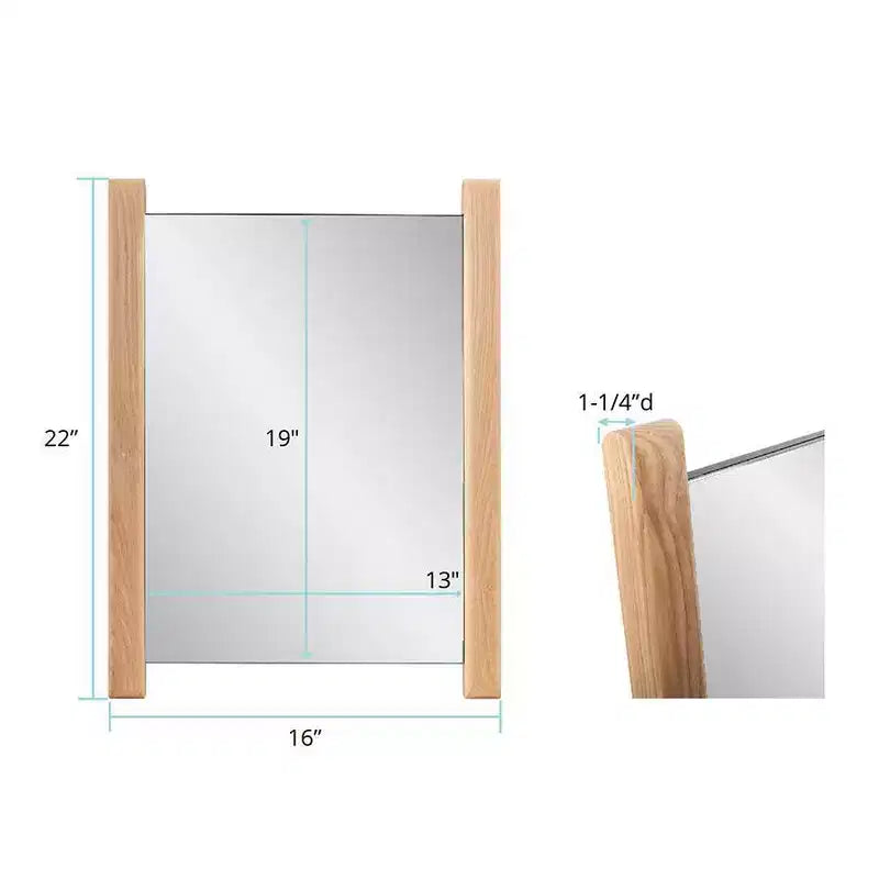 Miroir de courtoisie rectangulaire encadré en bois naturel 22"x16" Howard Elliott