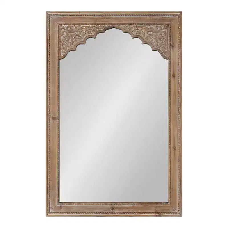 Miroir mural décoratif encadré en bois Shivani 24" x 36" Marron rustique - Kate & Laurel All Things Decor : Style vintage bohème
