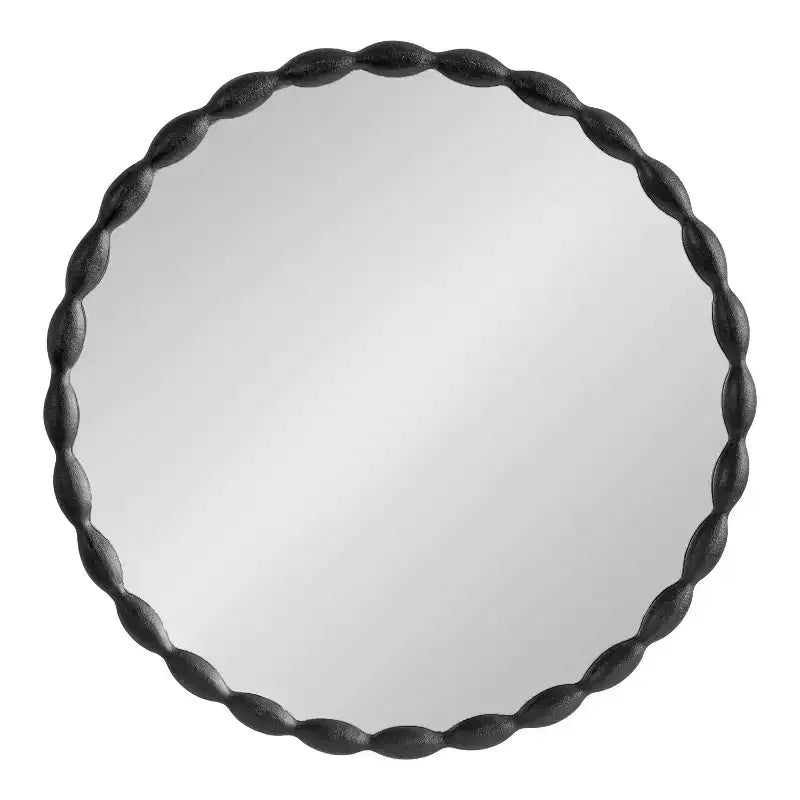 Kate & Laurel All Things Decor Miroir rond moderne festonné 66 cm Perlina Noir : Matériel de montage inclus, aucun assemblage requis