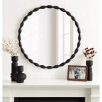 Kate & Laurel All Things Decor Miroir rond moderne festonné 66 cm Perlina Noir : Matériel de montage inclus, aucun assemblage requis