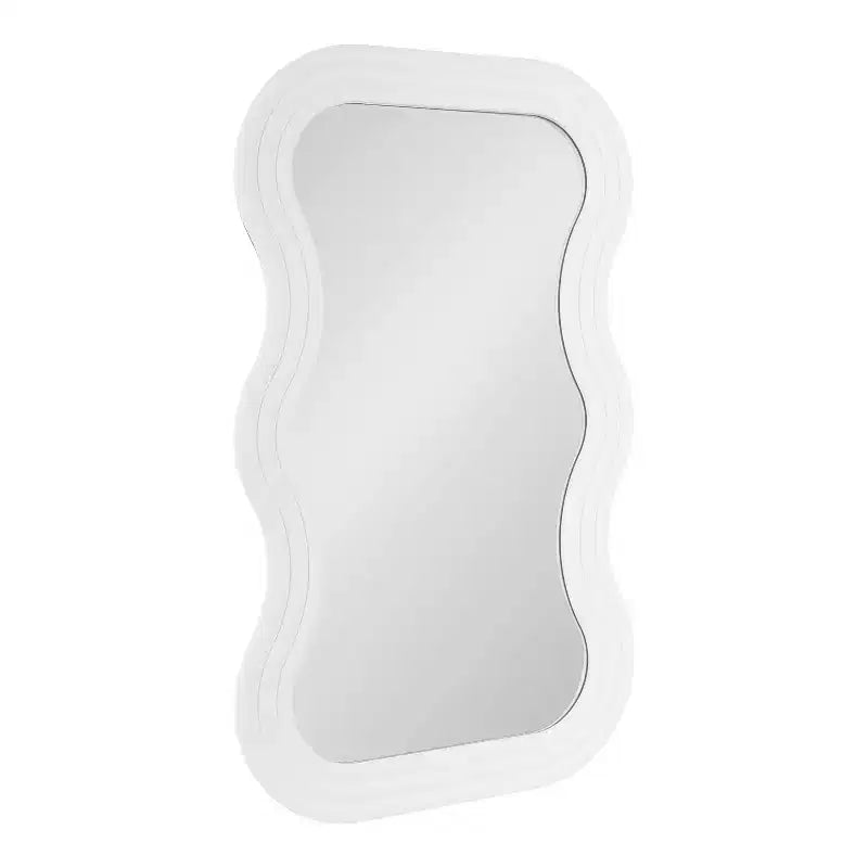 Kate & Laurel All Things Decor 24"x40" Fripp Wavy Wall Mirror Wood White