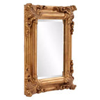 Miroir mural décoratif en bois Howard Elliott Edwin 23"x20", cadre doré : Verre biseauté, style antique, montage vertical/horizontal