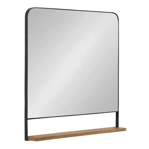 32"x32" Chadwin Square Wall Mirror with Shelf Natural - Kate & Laurel All Things Decor