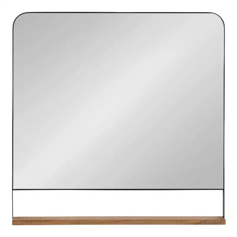 Miroir mural carré Chadwin 32 po x 32 po avec étagère naturelle – Kate & Laurel All Things Decor