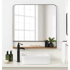 Miroir mural carré Chadwin 32 po x 32 po avec étagère naturelle – Kate & Laurel All Things Decor