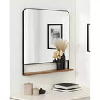 Miroir mural carré Chadwin 32 po x 32 po avec étagère naturelle – Kate & Laurel All Things Decor