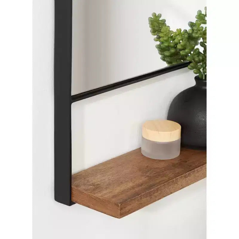 Miroir mural carré Chadwin 32 po x 32 po avec étagère naturelle – Kate & Laurel All Things Decor