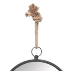Grand miroir mural rond en métal avec corde de suspension – Collection Stonebriar : Décoration moderne, aucun assemblage requis