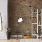 Grand miroir mural rond en métal avec corde de suspension – Collection Stonebriar : Décoration moderne, aucun assemblage requis