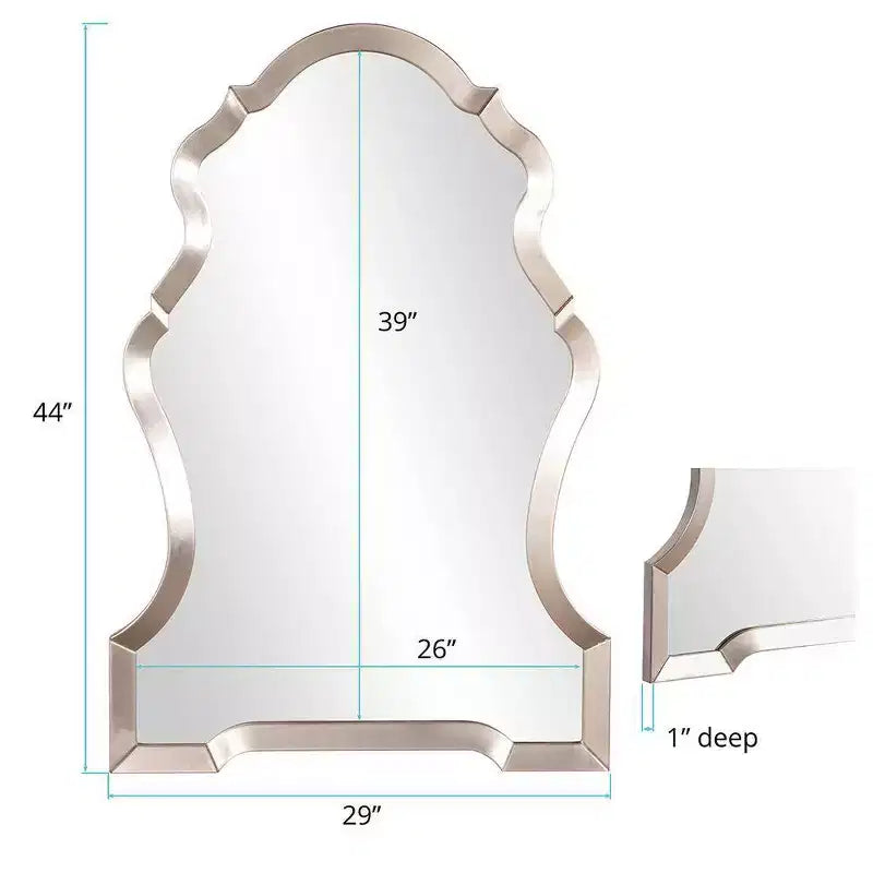Miroir mural Howard Elliott 44"x29" Nadia, motif trou de serrure, argent