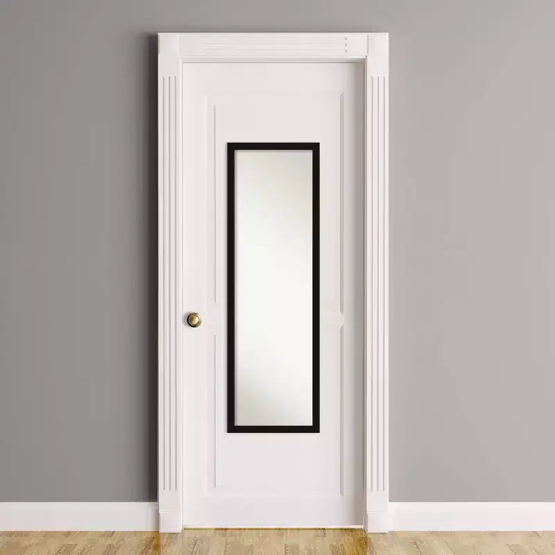 Miroir mural rectangulaire 40,6 x 127 cm avec cadre étroit pour porte, noir - Amanti Art