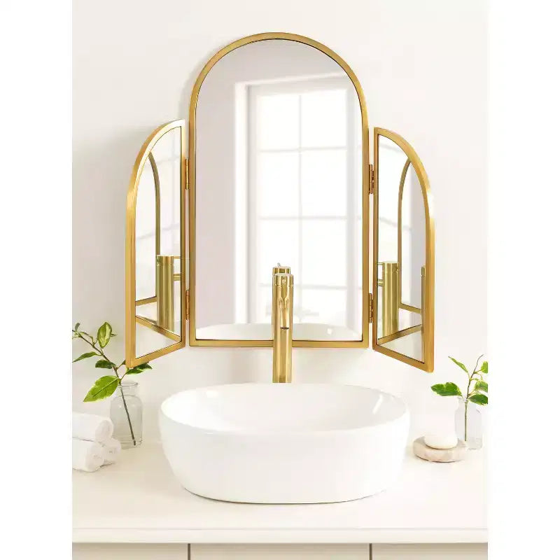 Miroir arche trépied Amoli 71x71cm Or - Kate & Laurel All Things Decor : style moderne, montage mural, aucun assemblage requis